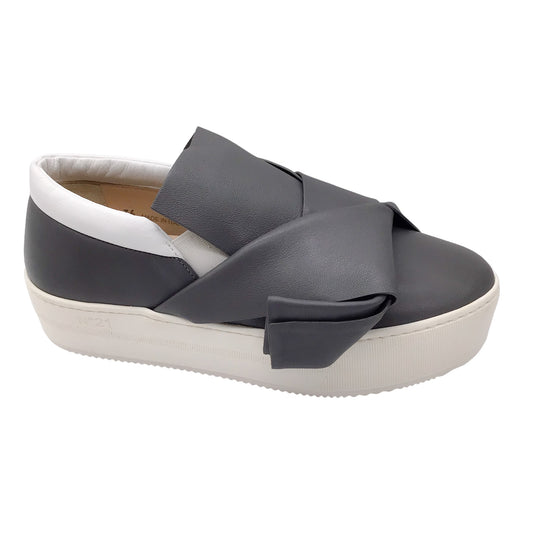 No. 21 Grey / White Platform Leather Sneakers