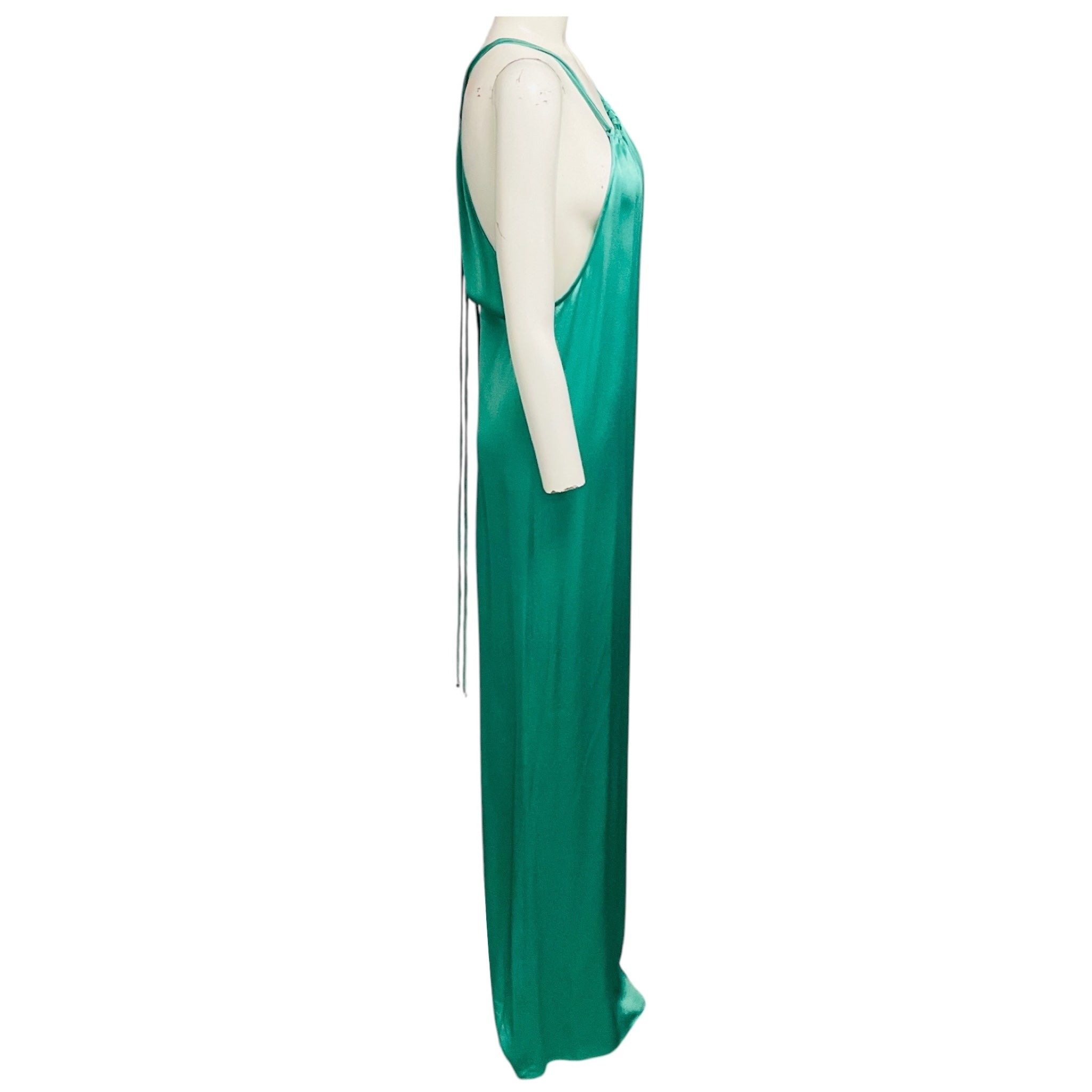 Antonelli Firenze Emerald Green Losavio Silk Satin Jumpsuit