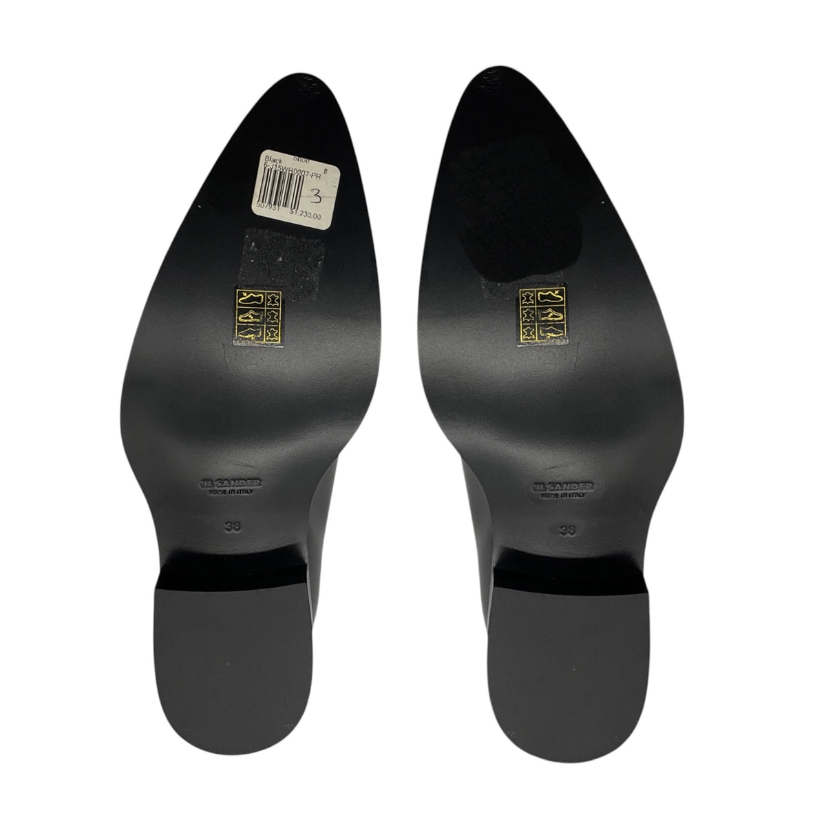 Jil Sander Black Pointed Toe Leather Loafers with Silver Metal Detail