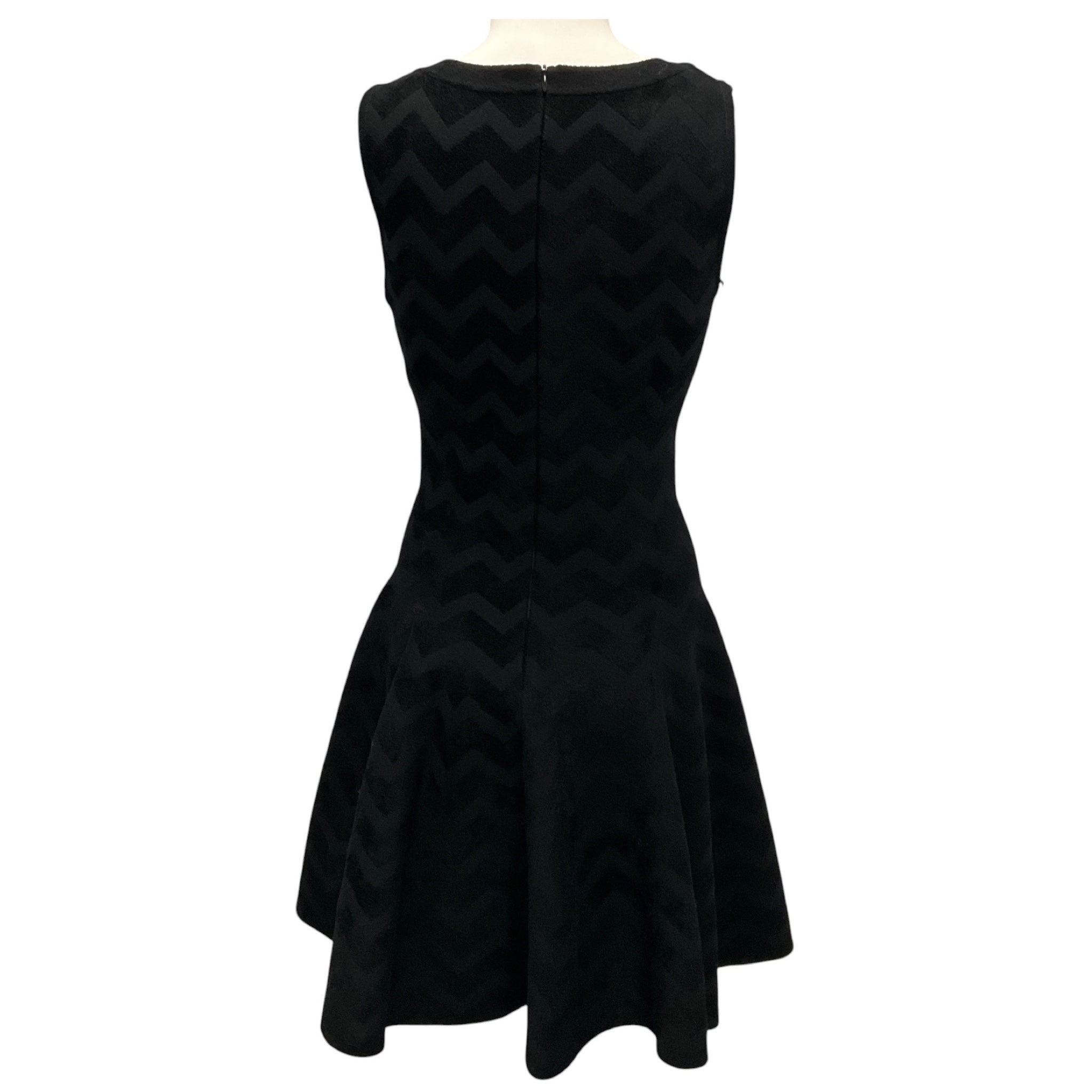 Alaia Black Chevron Chenille Knit Sleeveless Flared Dress