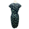 Load image into Gallery viewer, Lela Rose Navy Blue / Green Cap Sleeved Silk Dress
