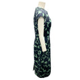 Load image into Gallery viewer, Lela Rose Navy Blue / Green Cap Sleeved Silk Dress
