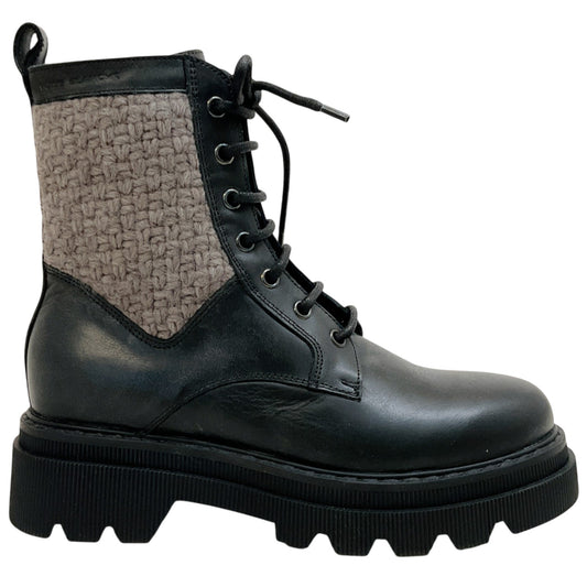 Voile Blanche Black Leather / Taupe Tweed Cleo Boots