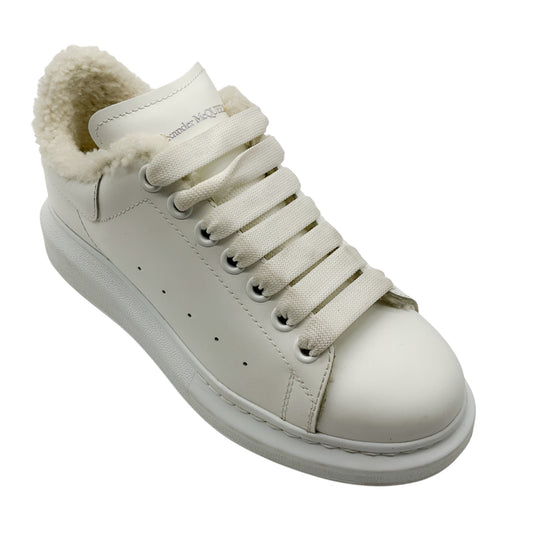 Alexander McQueen White Larry Oversized Shearling Platform Sneakers