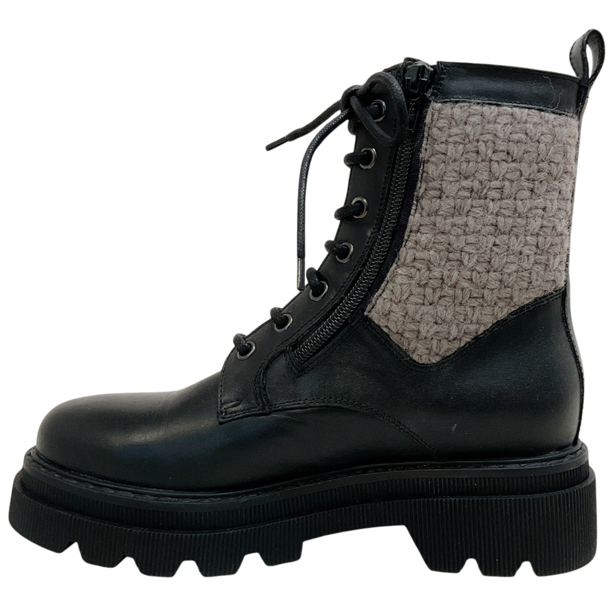 Voile Blanche Black Leather / Taupe Tweed Cleo Boots