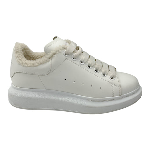 Alexander McQueen White Larry Oversized Shearling Platform Sneakers