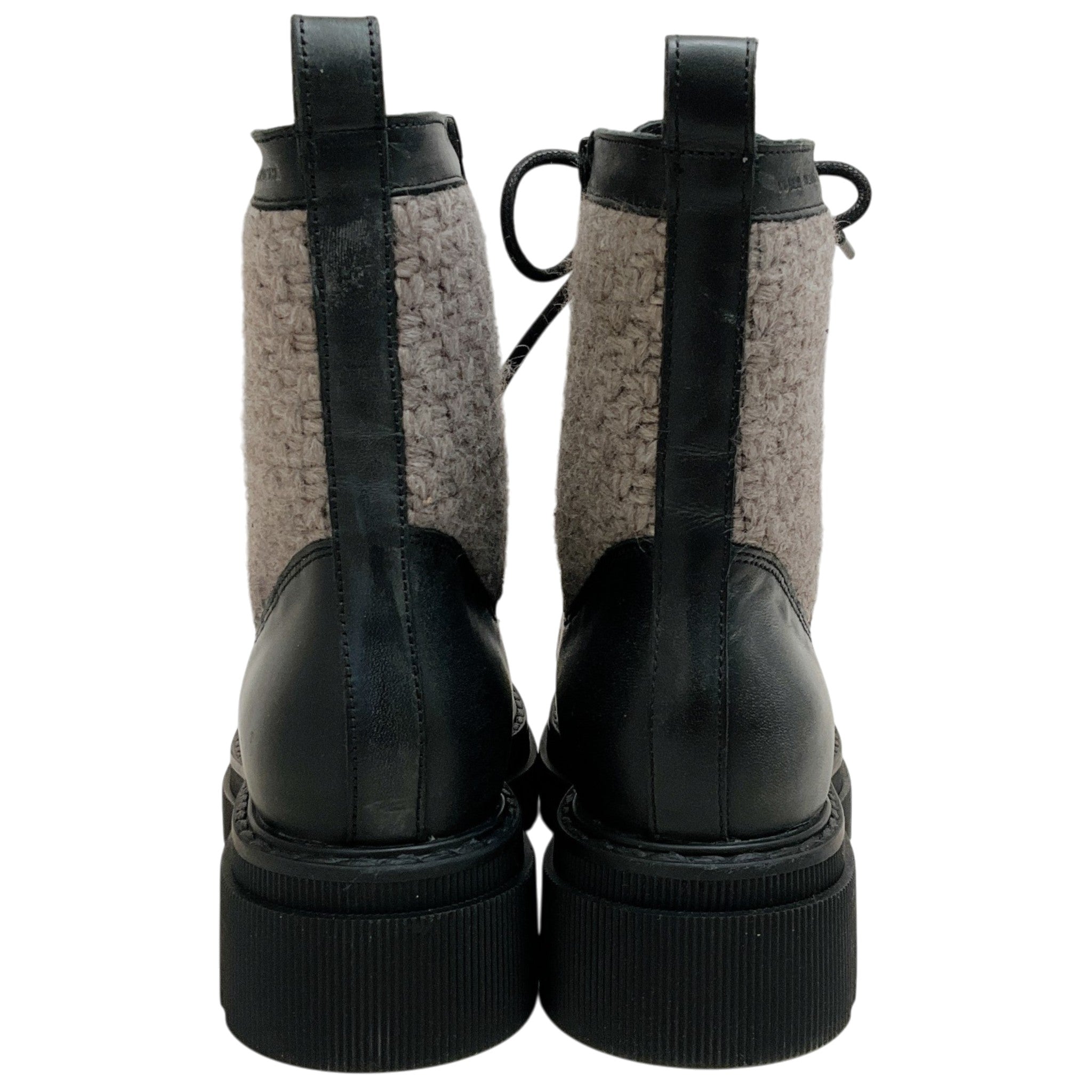 Voile Blanche Black Leather / Taupe Tweed Cleo Boots