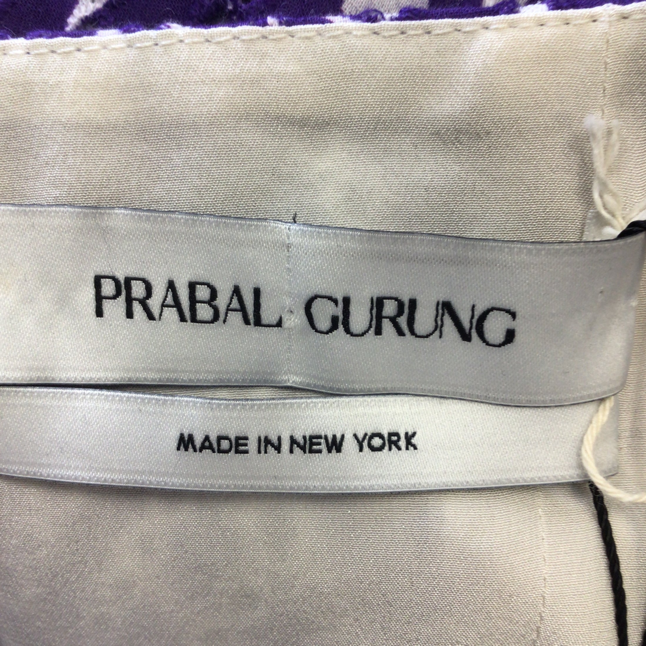 Prabal Gurung Purple / White Printed Handkerchief Midi Dress