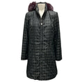 Load image into Gallery viewer, Post Card Black / Purple Fur Trimmed Houndstooth Coat
