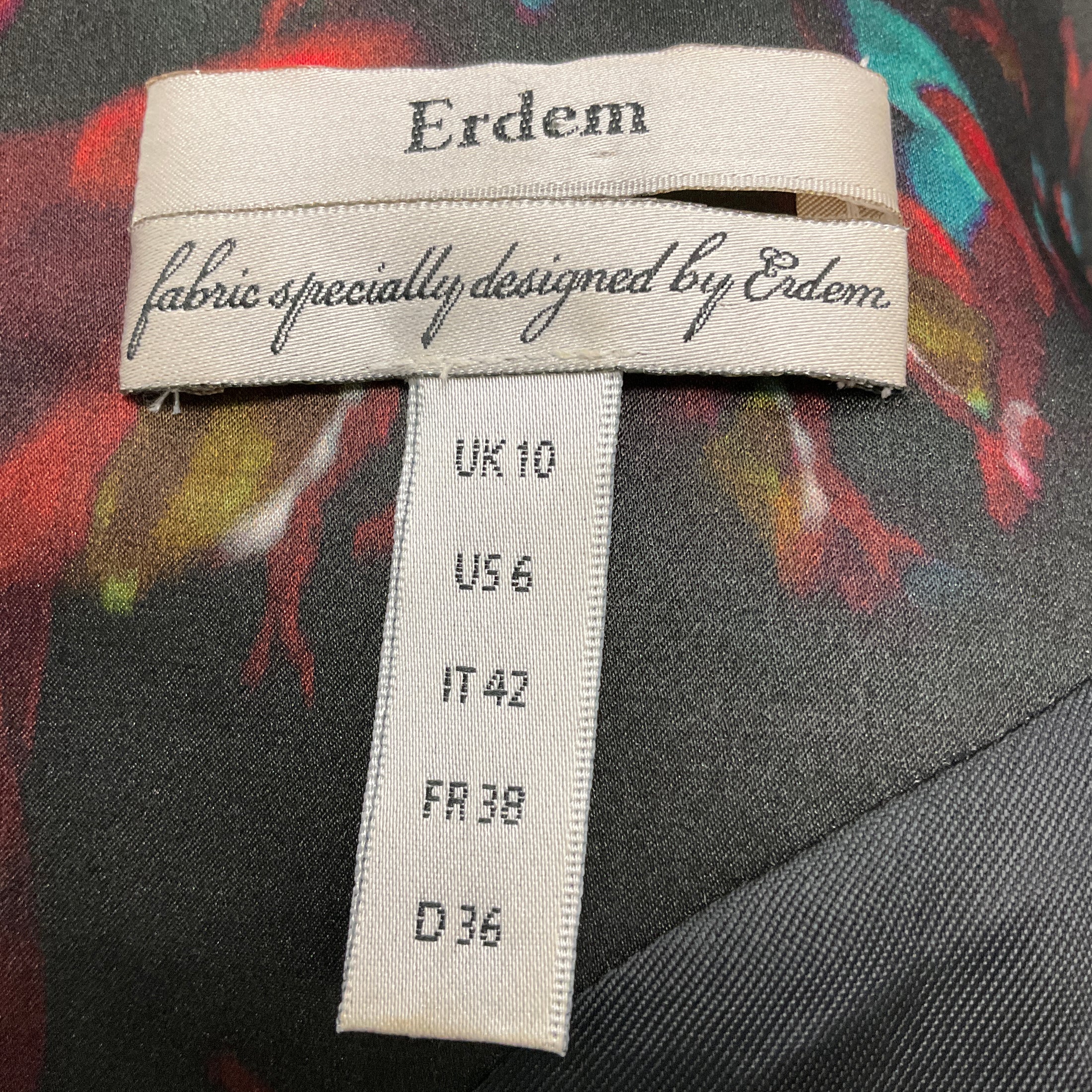 Erdem Multi Printed Long Sleeved Satin Dress