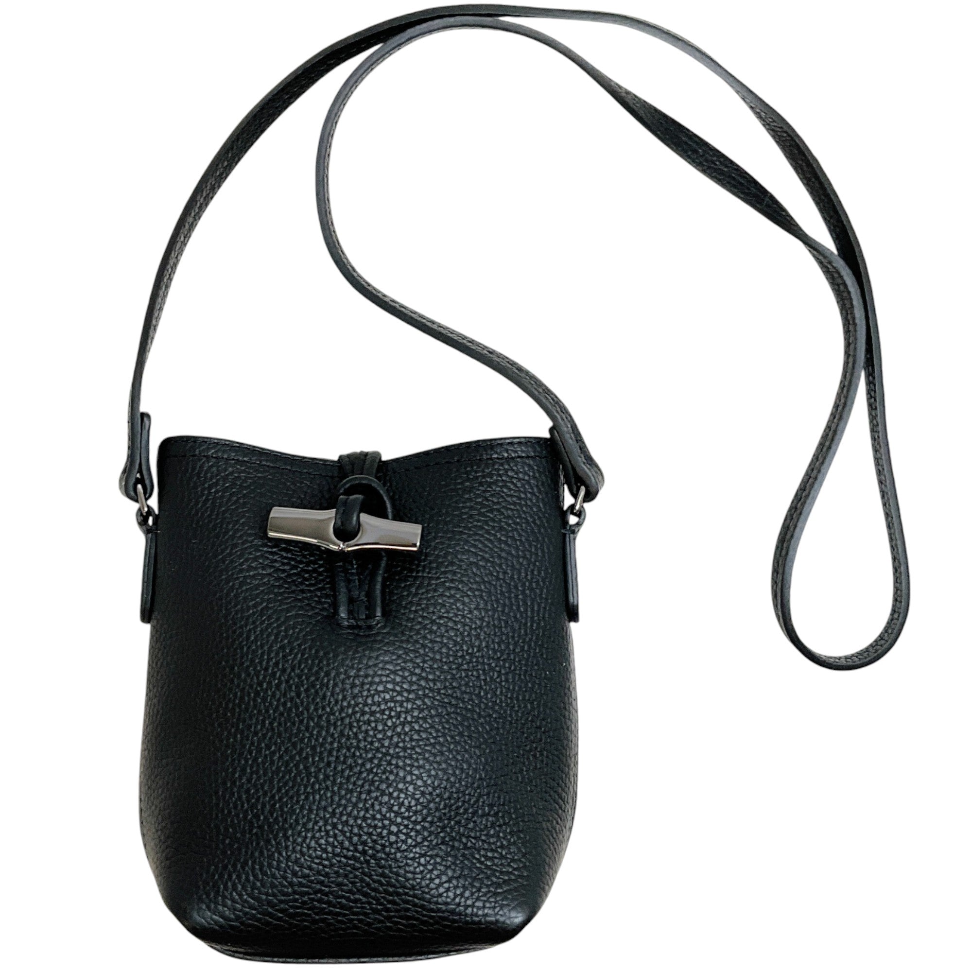 Longchamp Extra Small Black Leather Le Roseau Crossbody Bag
