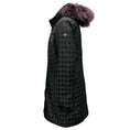 Load image into Gallery viewer, Post Card Black / Purple Fur Trimmed Houndstooth Coat
