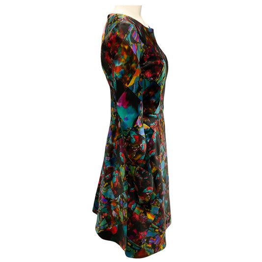 Erdem Multi Printed Long Sleeved Satin Dress