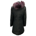 Load image into Gallery viewer, Post Card Black / Purple Fur Trimmed Houndstooth Coat
