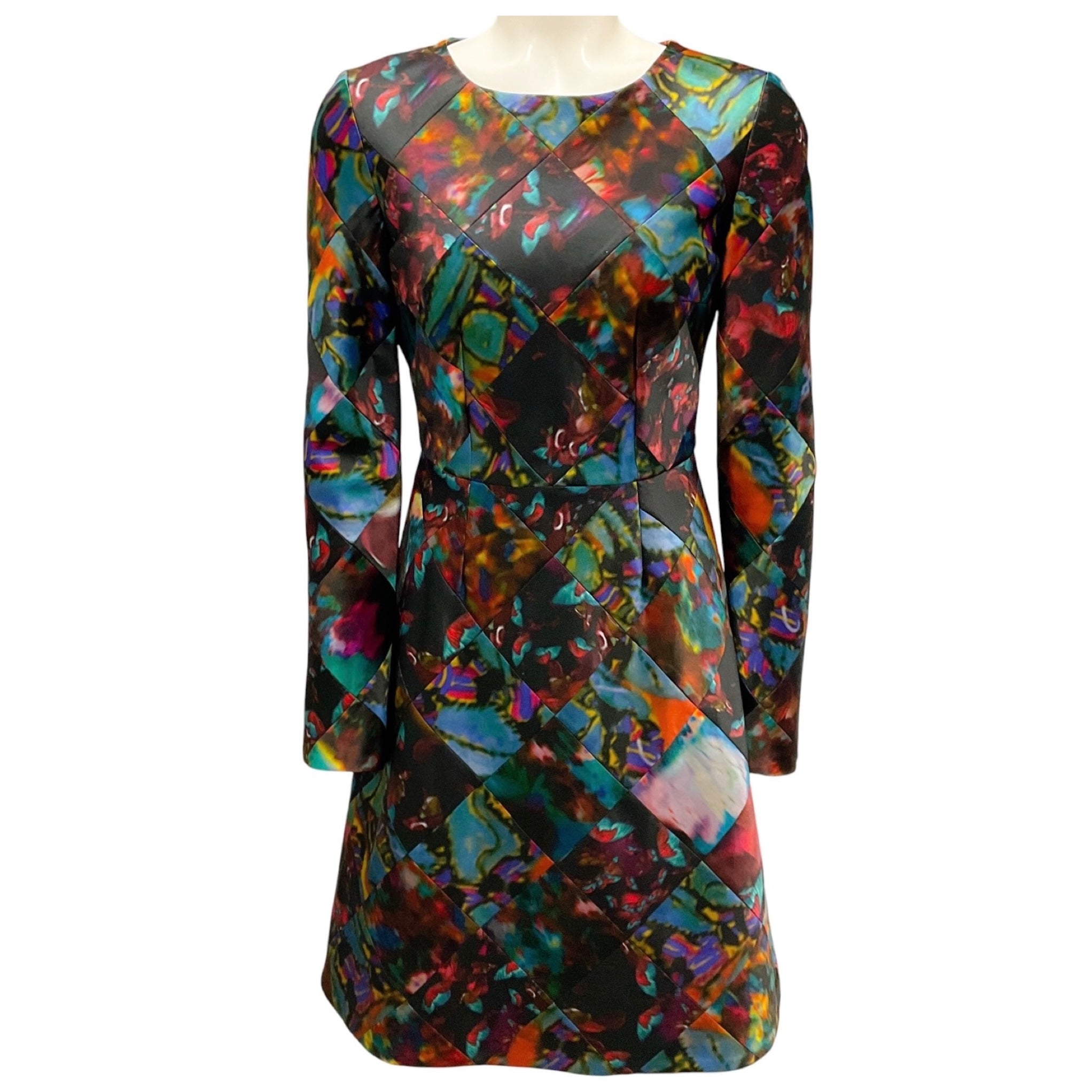 Erdem Multi Printed Long Sleeved Satin Dress