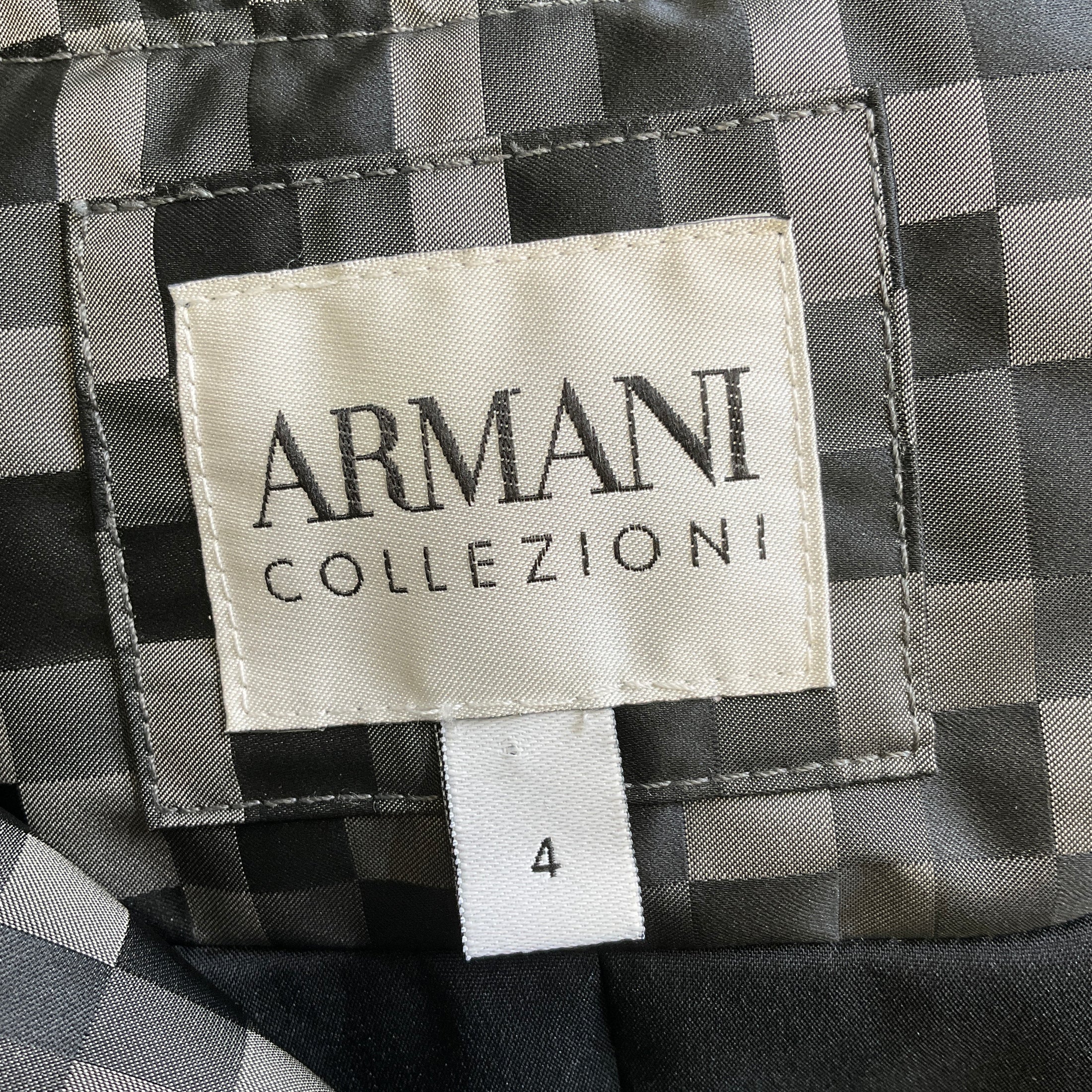 Armani Collezioni Grey Checkered Hooded Water & Wind Repellent Coat