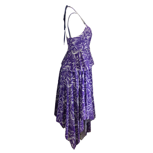 Prabal Gurung Purple / White Printed Handkerchief Midi Dress