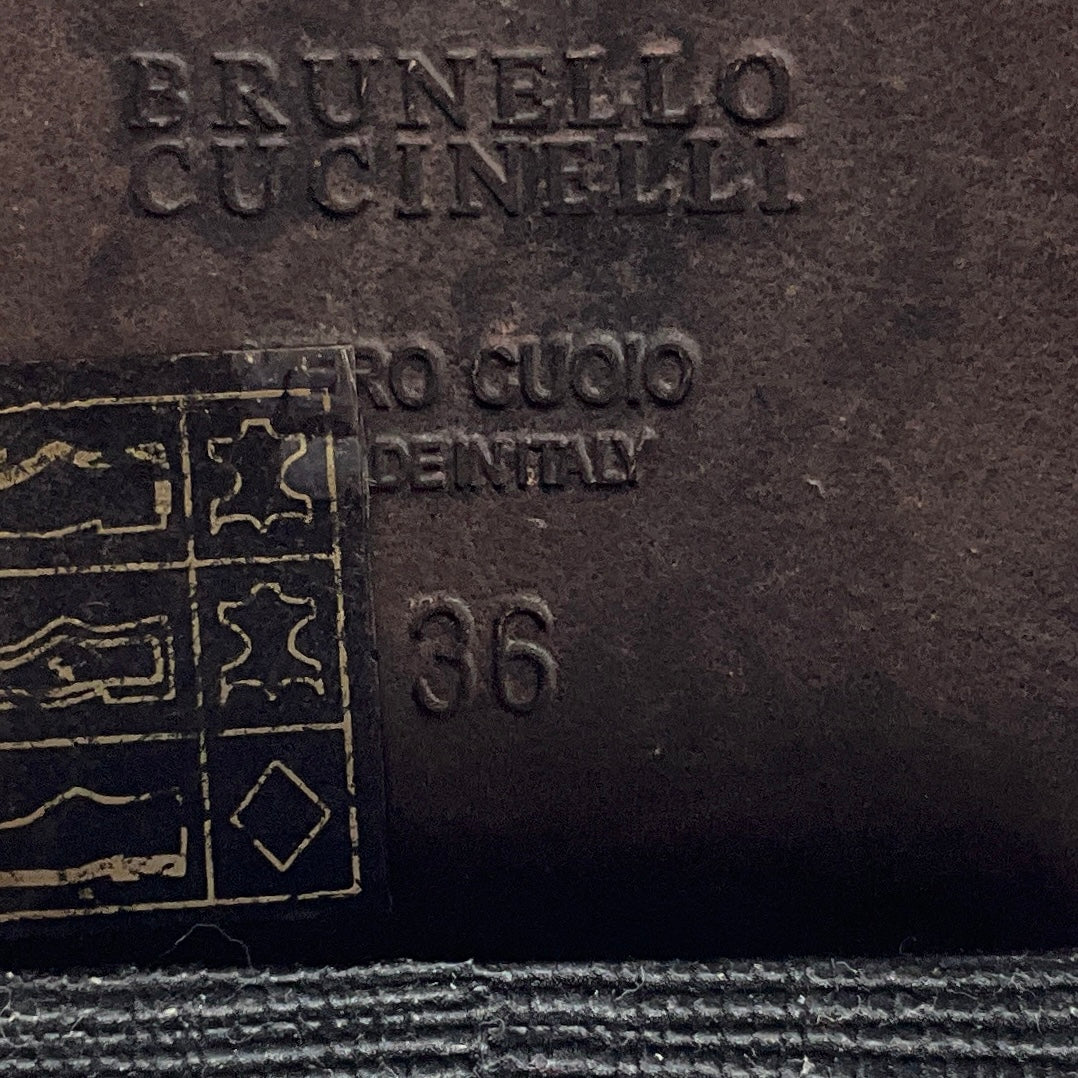 Brunello Cucinelli Brown Distressed Leather Ankle Boots with Monili