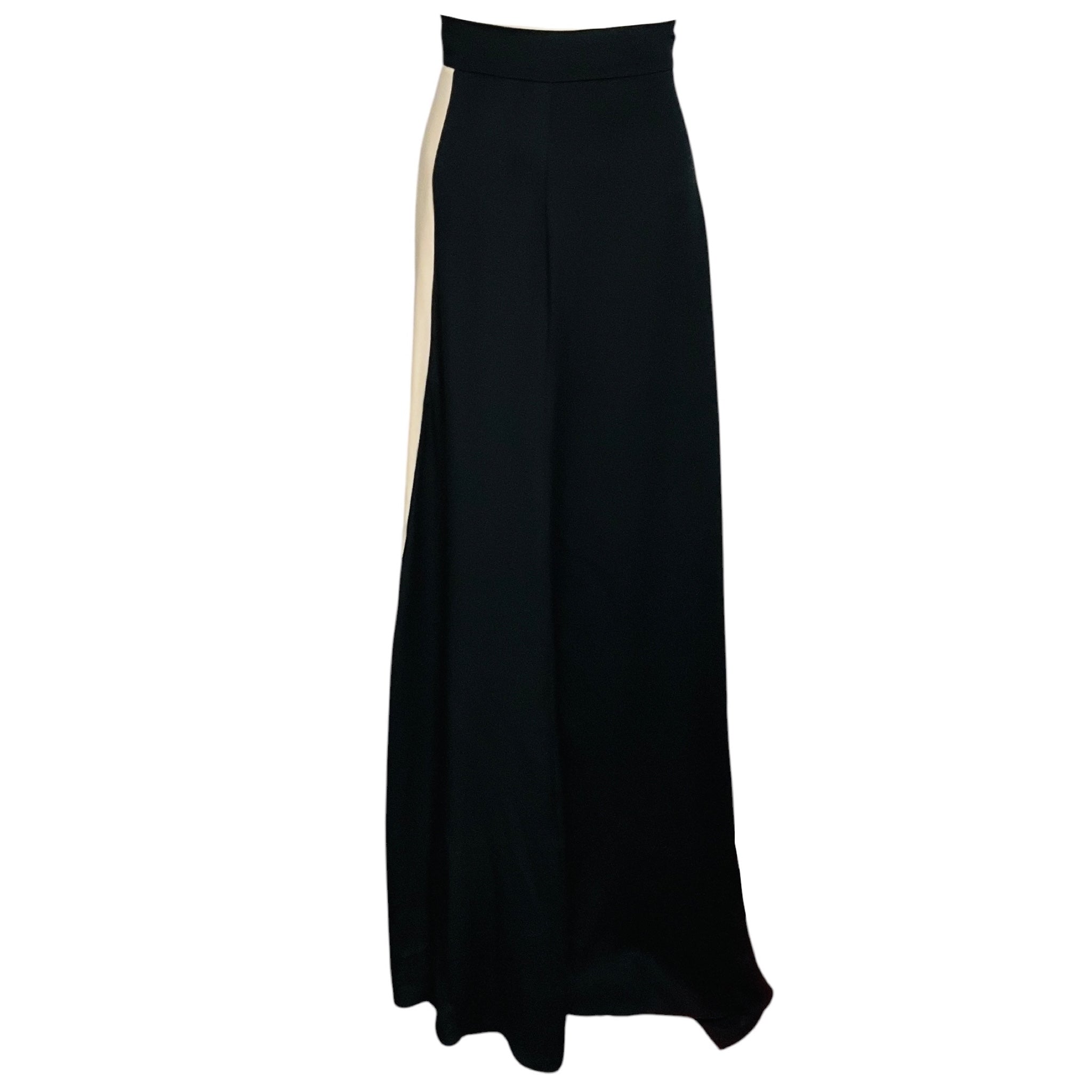Roksanda Ilincic Black / Ivory / Bright Orange Colorblock Silk Maxi Skirt