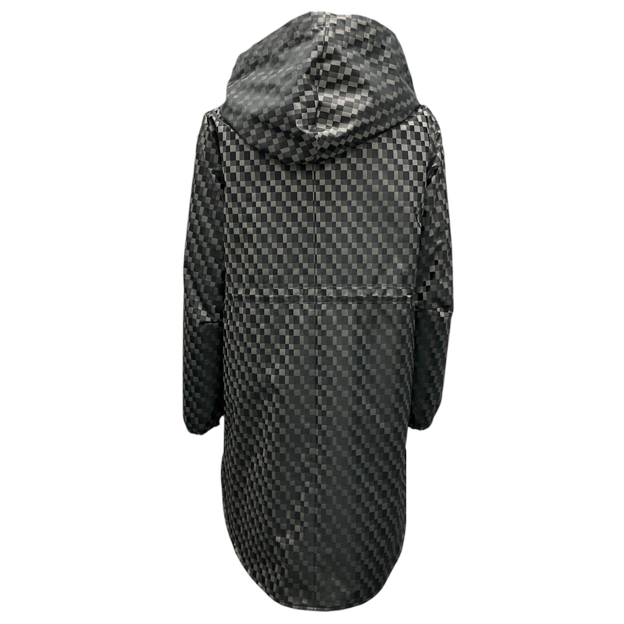 Armani Collezioni Grey Checkered Hooded Water & Wind Repellent Coat