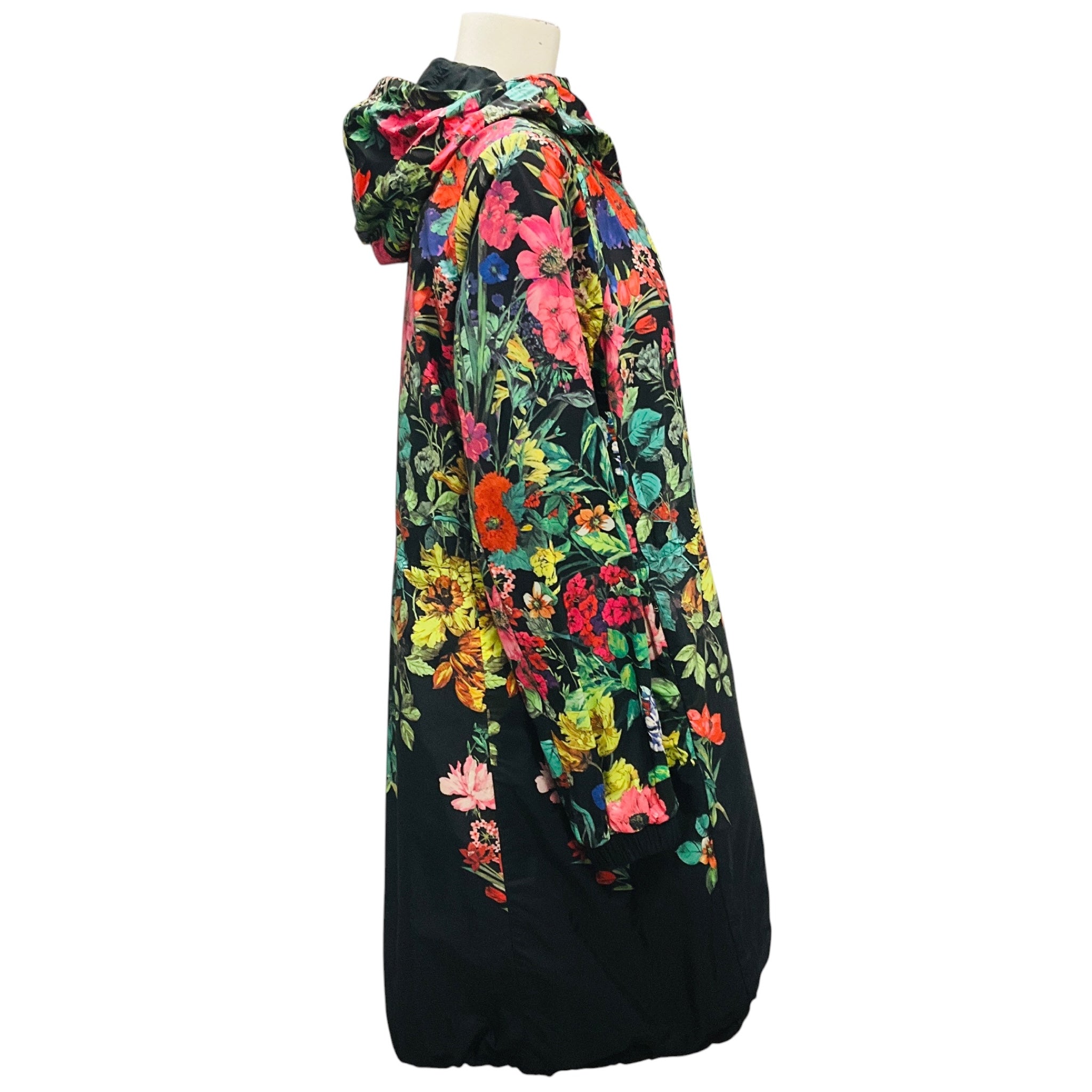 Moncler Black Multi Floral Eufrasia Reversible Nylon Coat