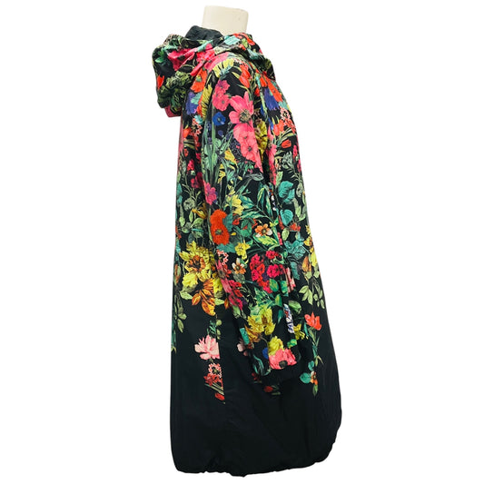 Moncler Black Multi Floral Eufrasia Reversible Nylon Coat