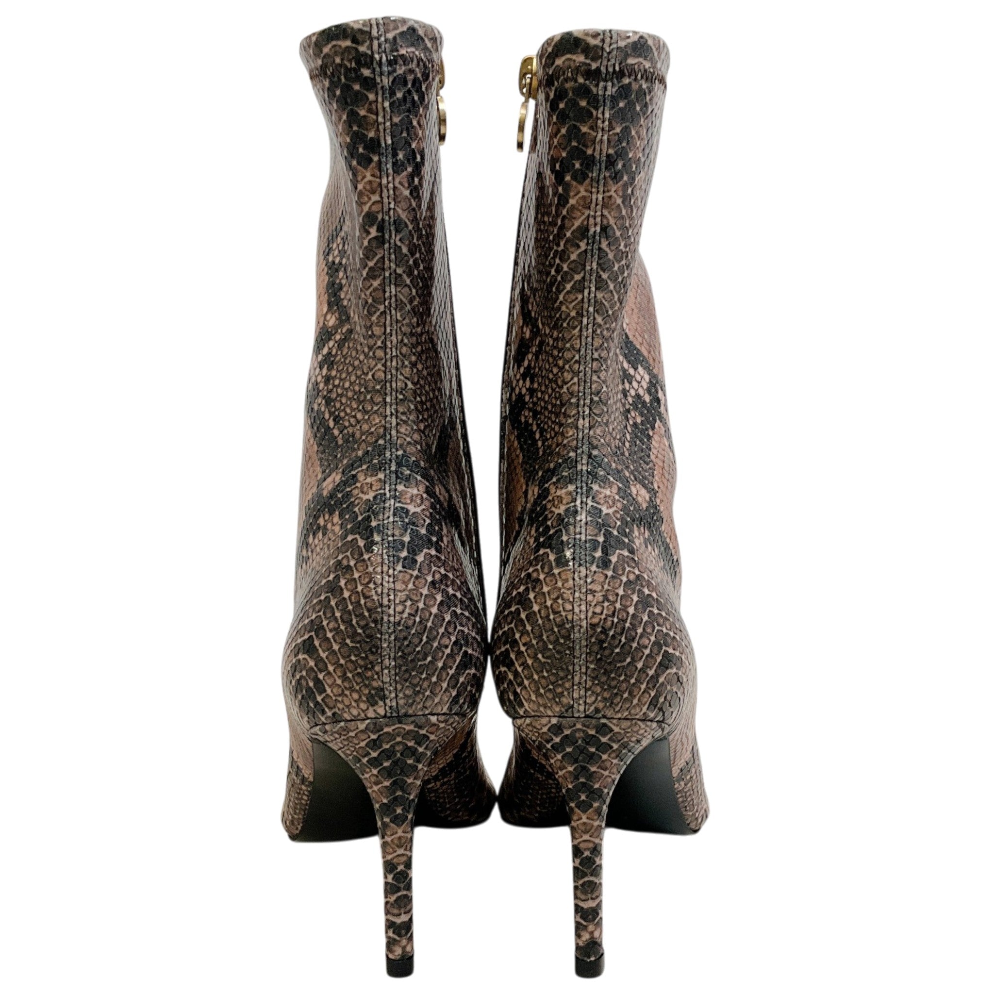 Stella McCartney Coffee Iconic Snake Print Ankle Boots
