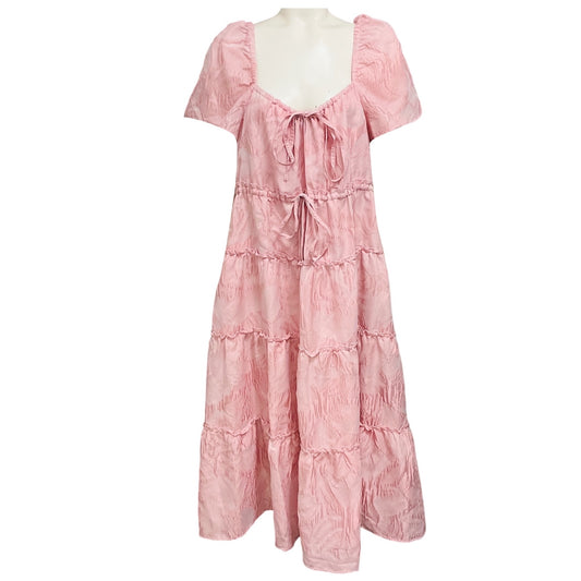 Ganni Pink Layer Midi Dress