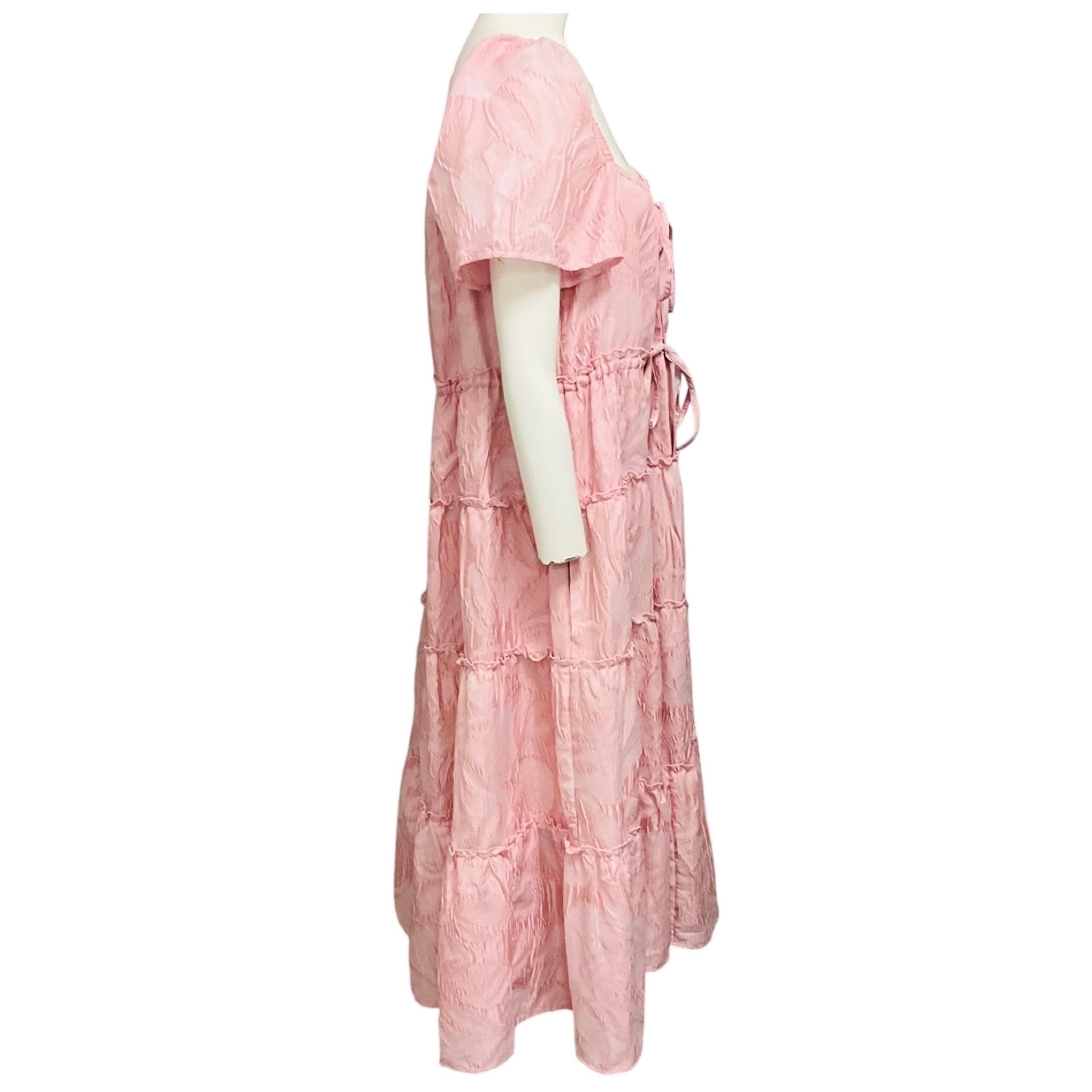 Ganni Pink Layer Midi Dress