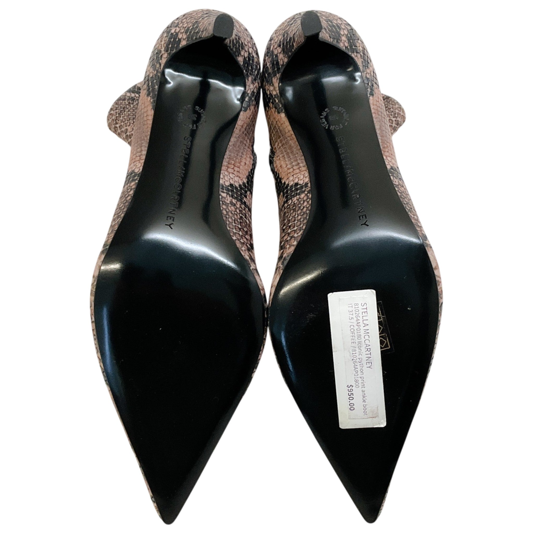Stella McCartney Coffee Iconic Snake Print Ankle Boots