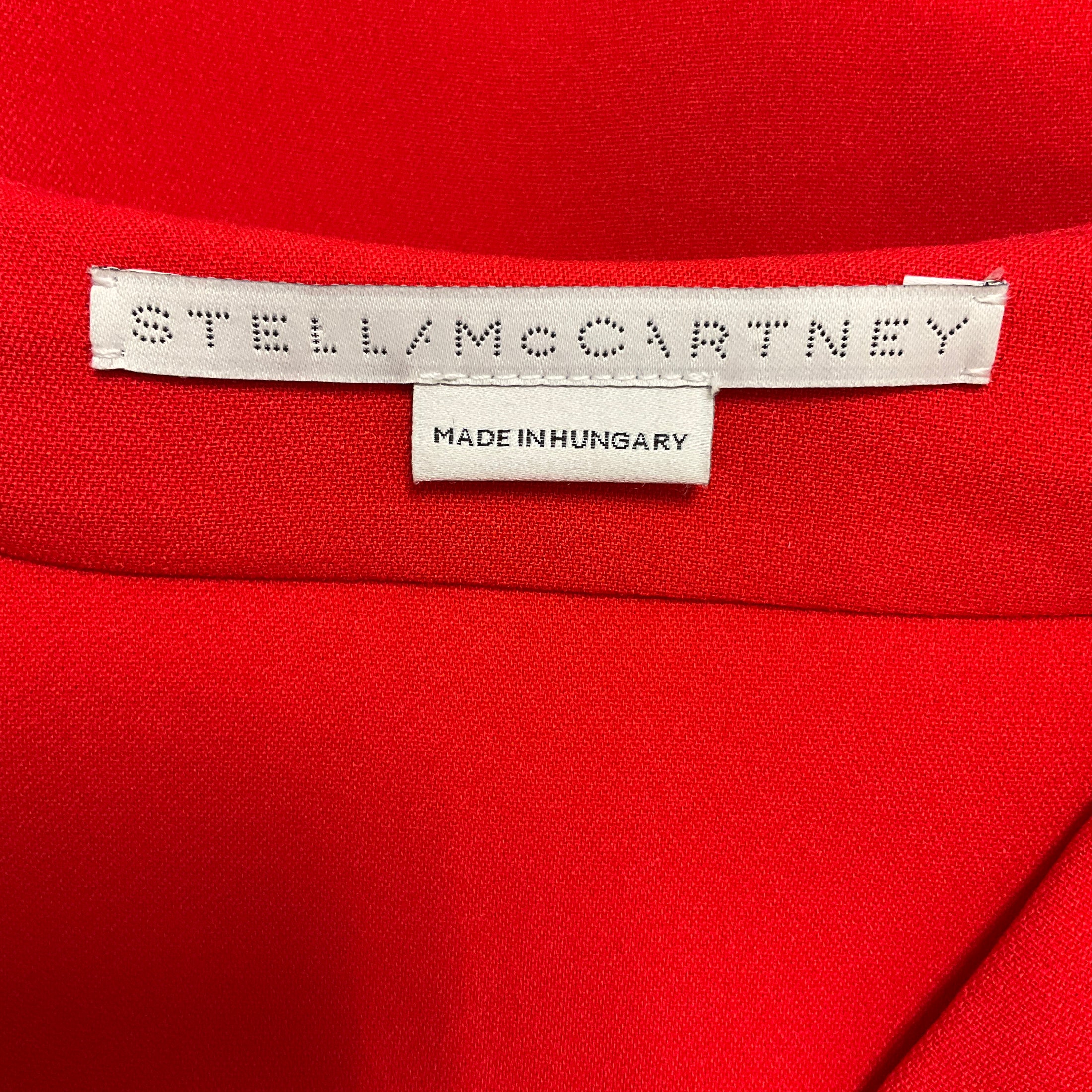 Stella McCartney Red Long Sleeved V-Neck Crepe Dress
