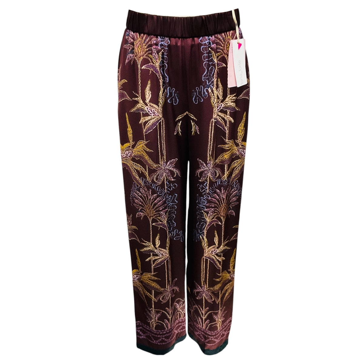 forte_forte Bordeaux Sogni Print Satin Trousers