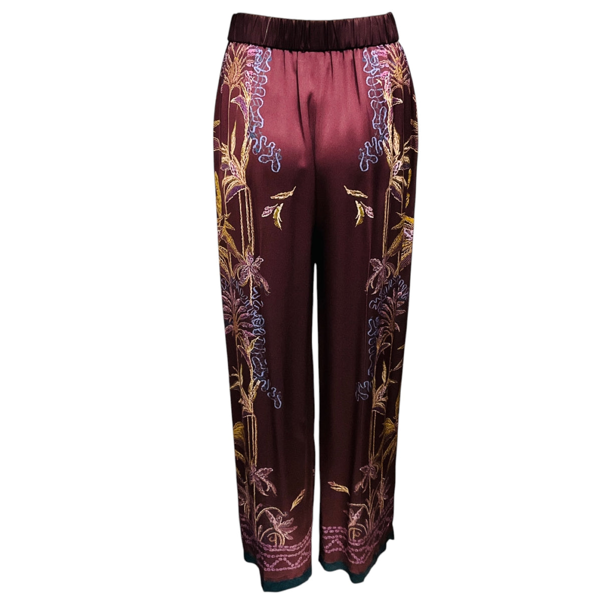 forte_forte Bordeaux Sogni Print Satin Trousers