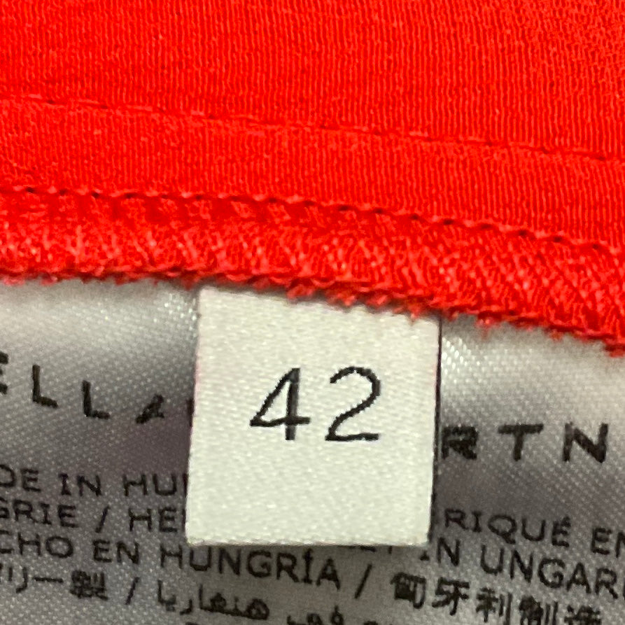 Stella McCartney Red Long Sleeved V-Neck Crepe Dress
