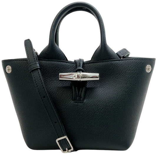 Longchamp Extra Small Black Leather Le Roseau Tote
