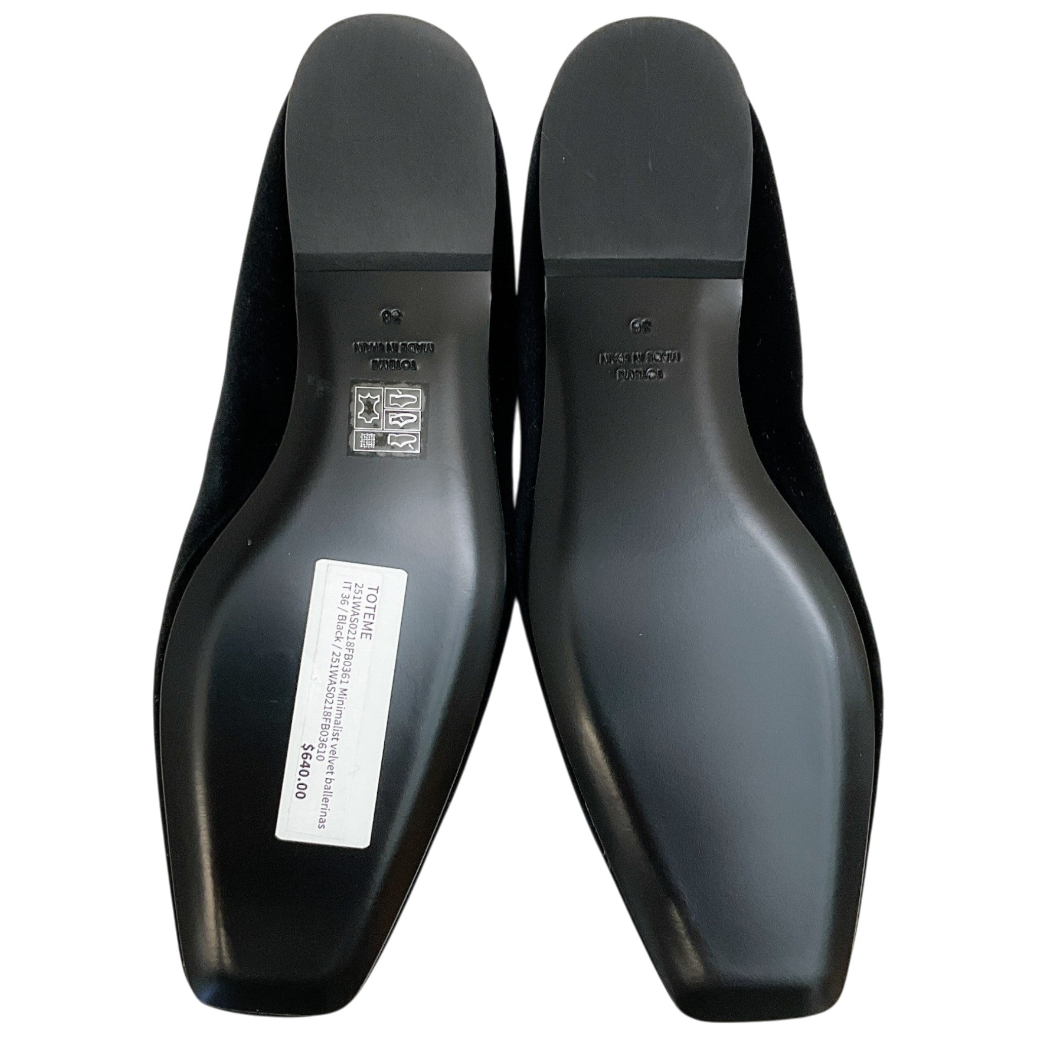 Toteme Black Velvet Ballet Flats