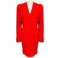 Load image into Gallery viewer, Stella McCartney Red Long Sleeved V-Neck Crepe Dress
