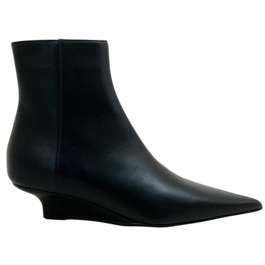 Toteme Black Leather Mini Wedge Booties