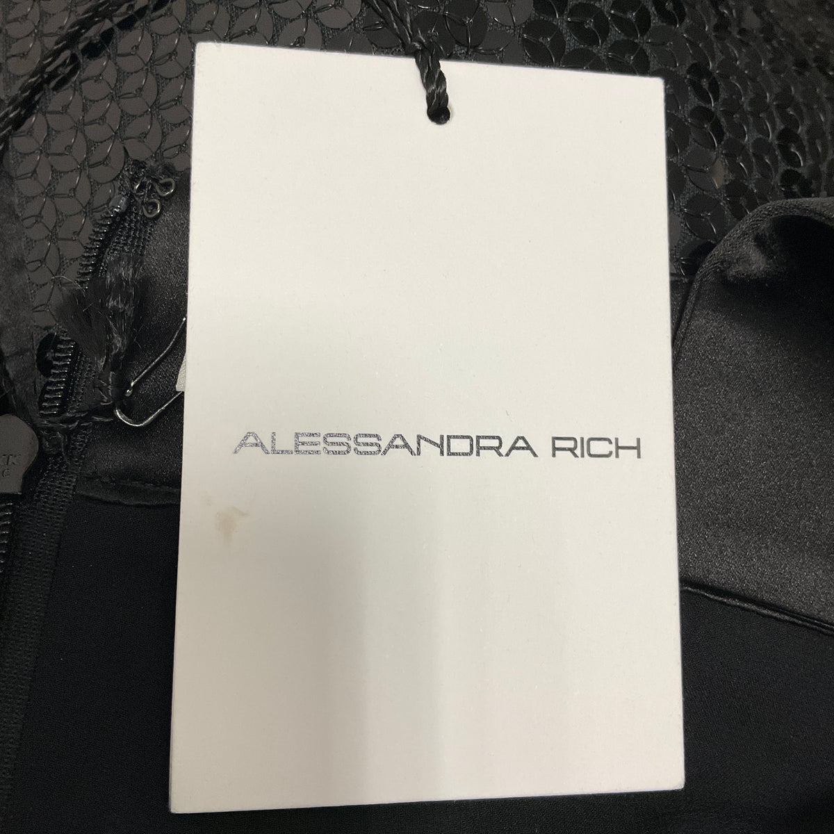 Alessandra Rich Black Sequin Mini Dress with Silk Bow