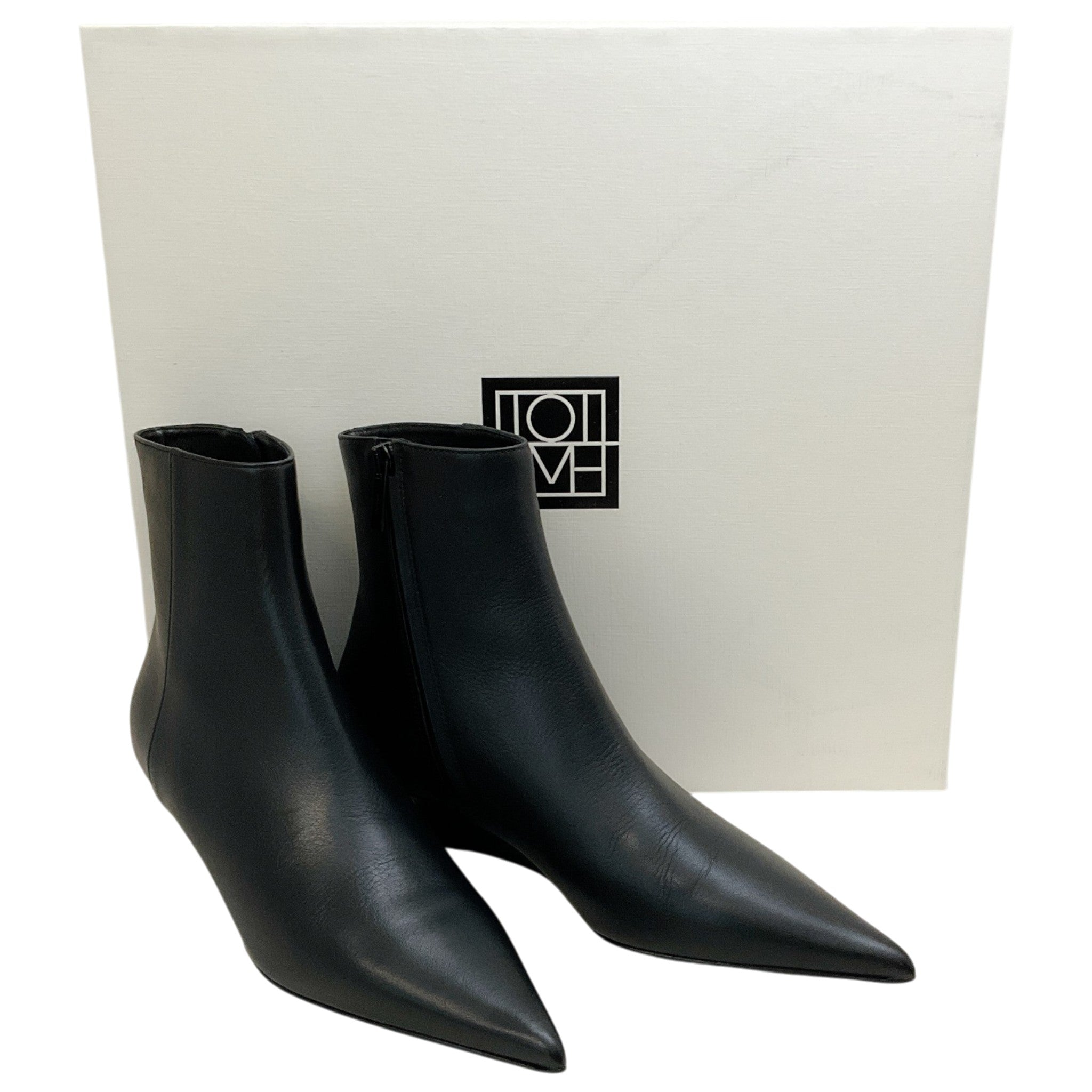 Toteme Black Leather Mini Wedge Booties