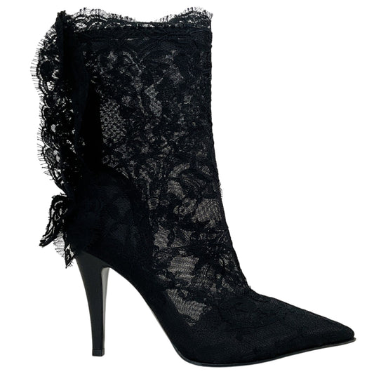 Alexander McQueen Black Lace Heron Boots