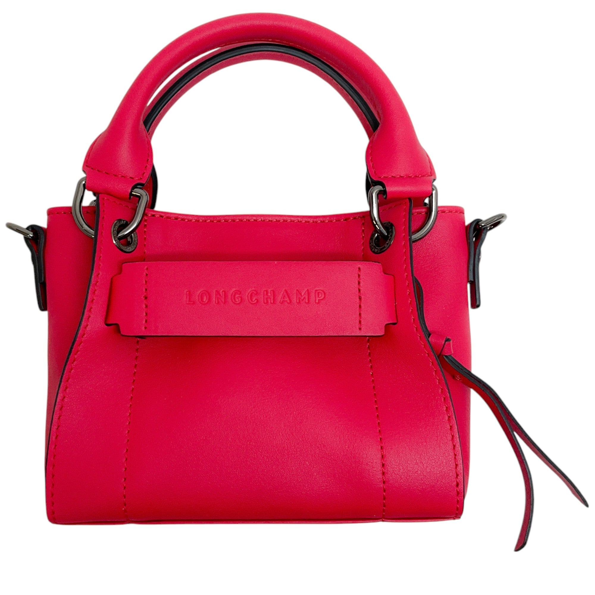 Longchamp Hot Pink Leather Extra Small 3D Crossbody Bag
