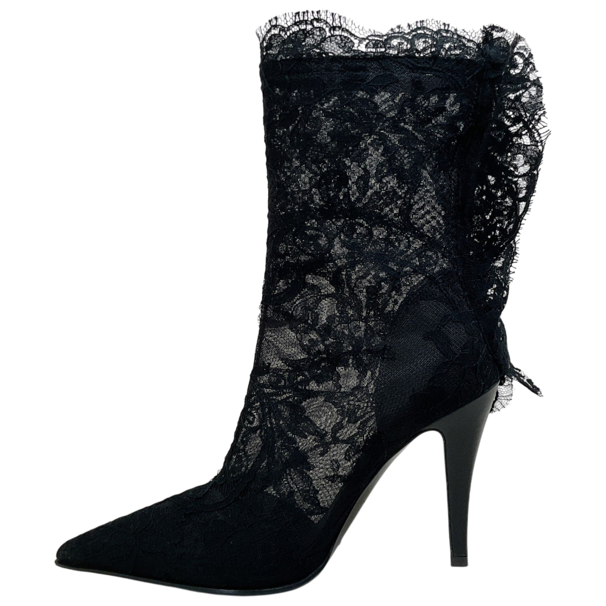 Alexander McQueen Black Lace Heron Boots