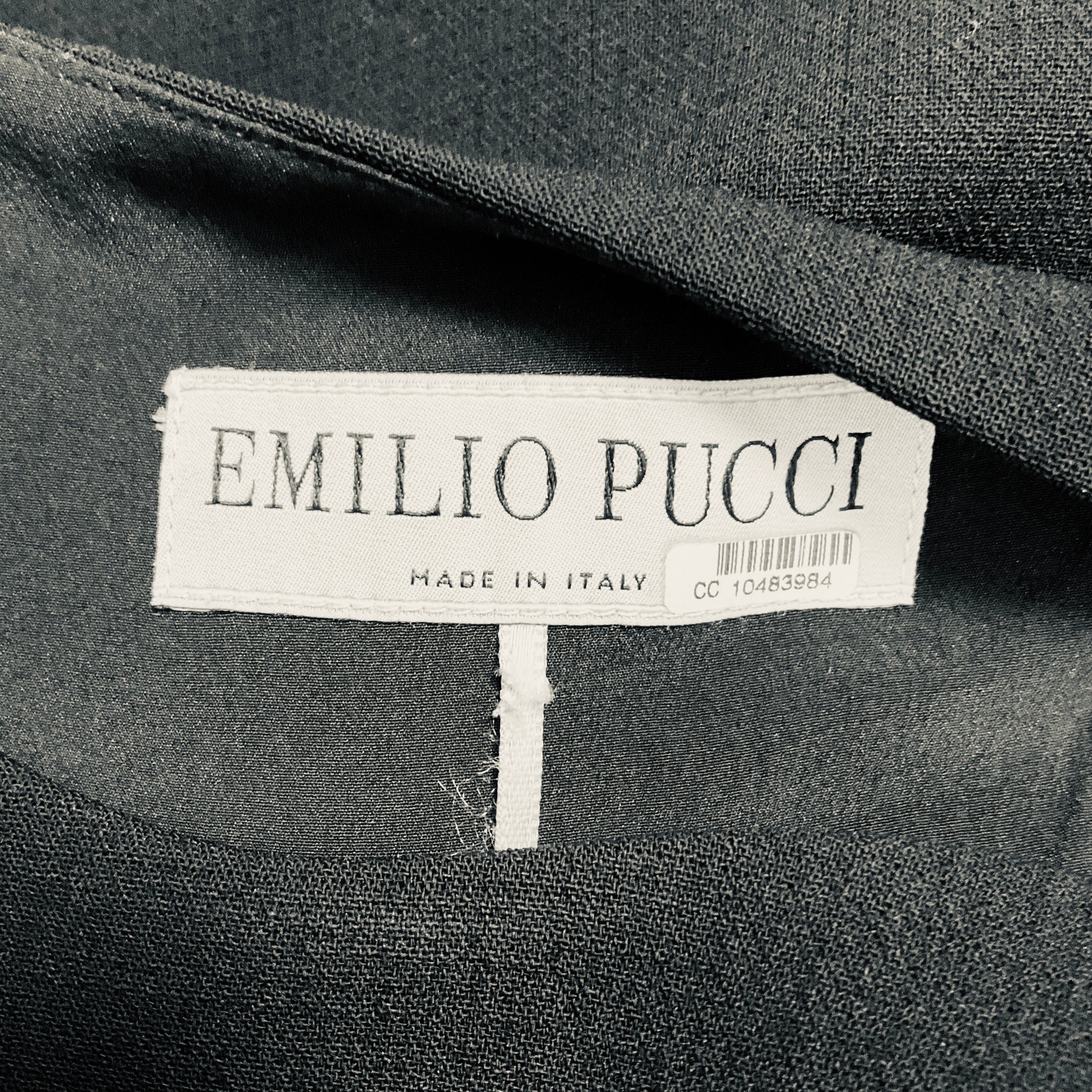 Emilio Pucci Black Cut Out Detail Wool Crepe Midi Dress