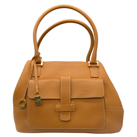Loro Piana Tan Pebbled Leather Double Top Handle Mini Globe Handbag