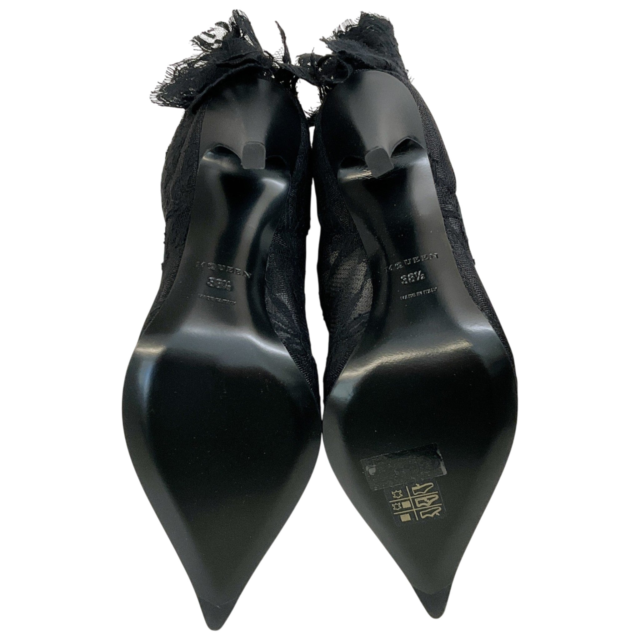 Alexander McQueen Black Lace Heron Boots