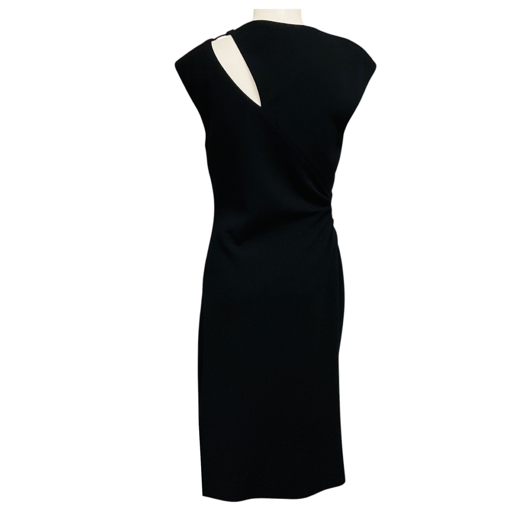 Emilio Pucci Black Cut Out Detail Wool Crepe Midi Dress