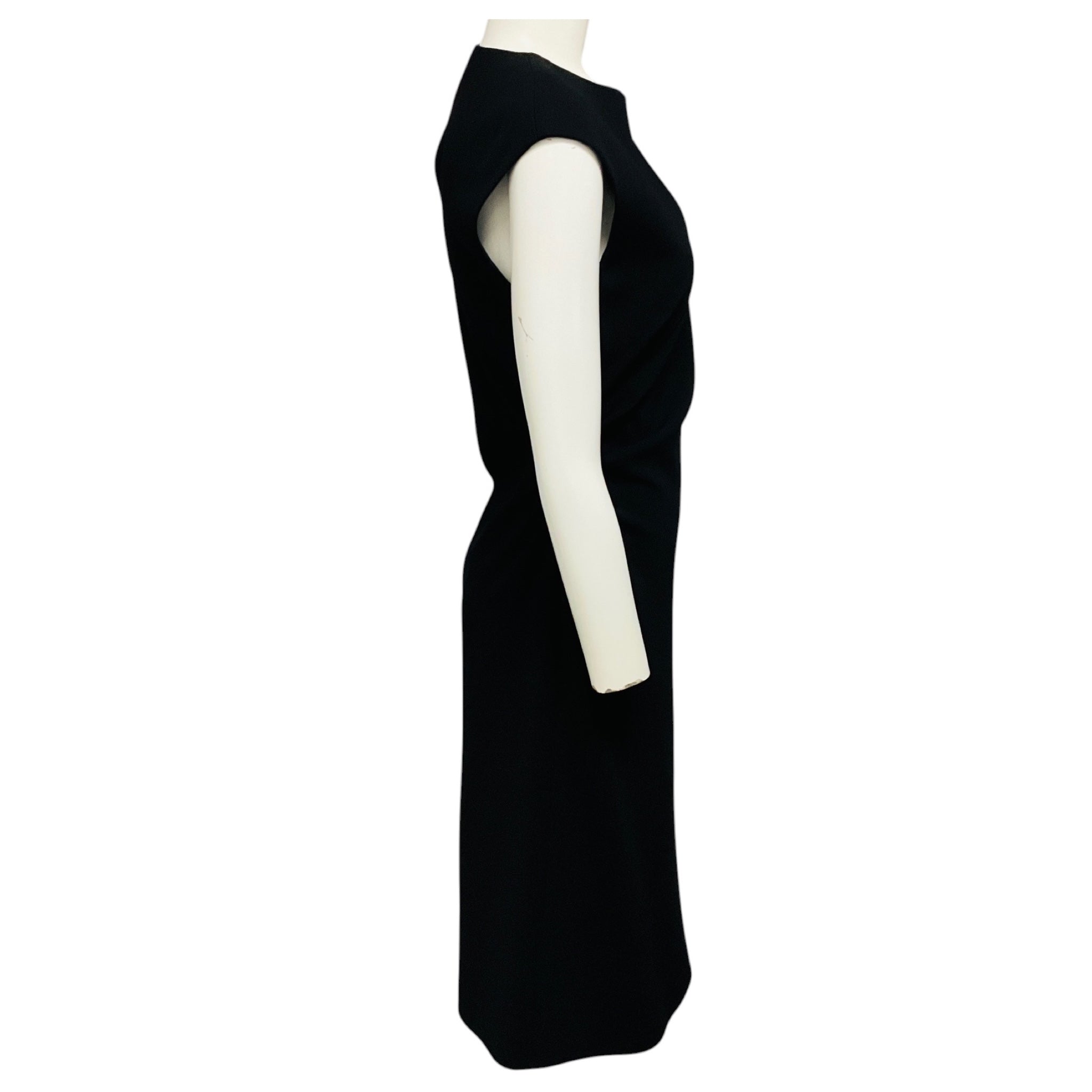 Emilio Pucci Black Cut Out Detail Wool Crepe Midi Dress