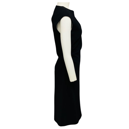 Emilio Pucci Black Cut Out Detail Wool Crepe Midi Dress