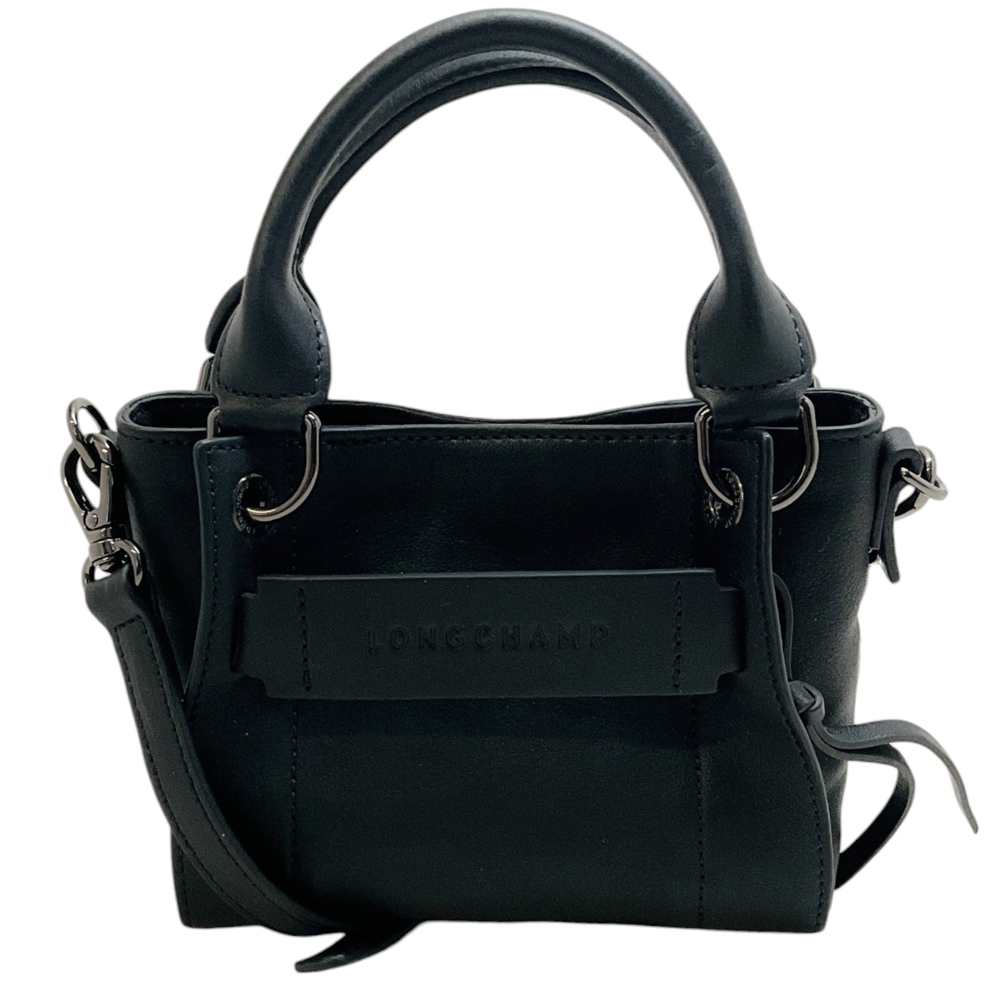 Longchamp Black Leather Extra Small 3D Crossbody Bag